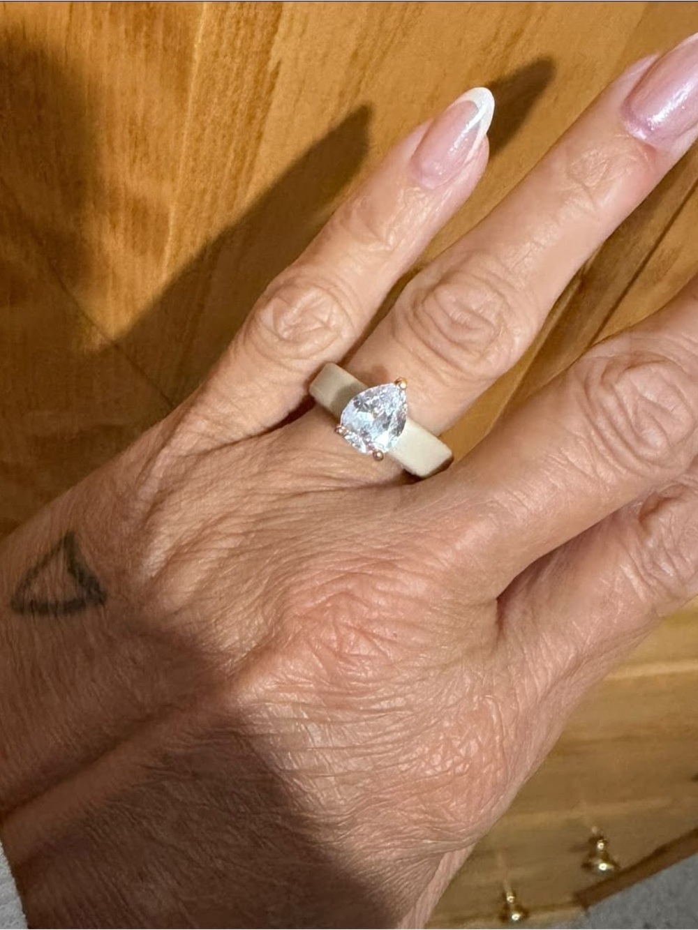 Pear Solitaire Teardrop Moissanite & Silicone Ring